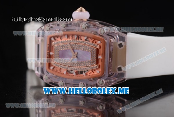 Richard Mille RM 07-02 Miyota 9015 Automatic Pink Sapphire Case with White Rubber Strap and Pink MOP Dial White Markers - Click Image to Close